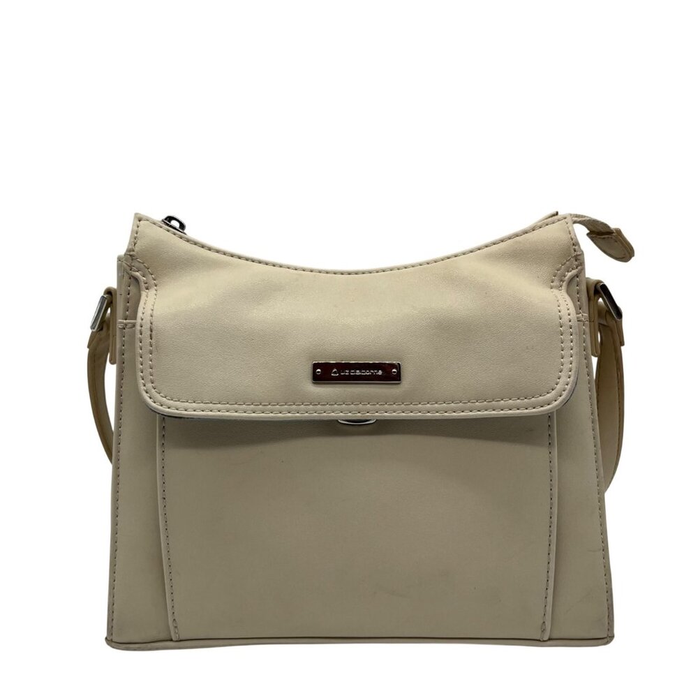 Liz Claiborne Cream Faux Leather Shoulder Bag